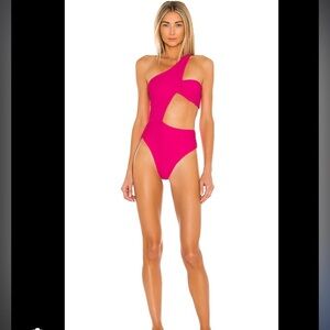 Hot Pink One-Shoulder Swimsuit